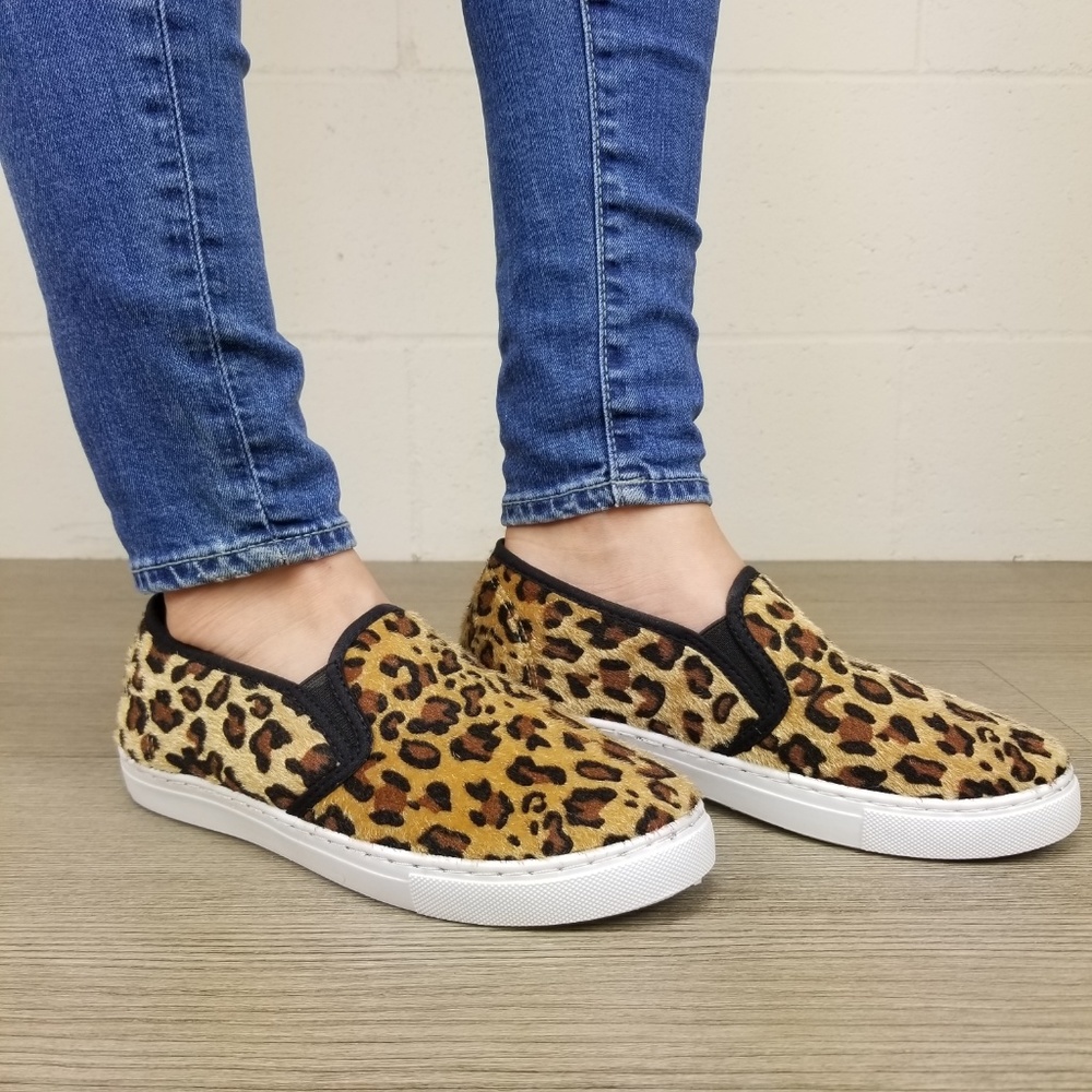 Slip On Leopard Print Furry Sneakers -L - Picture 7 of 8